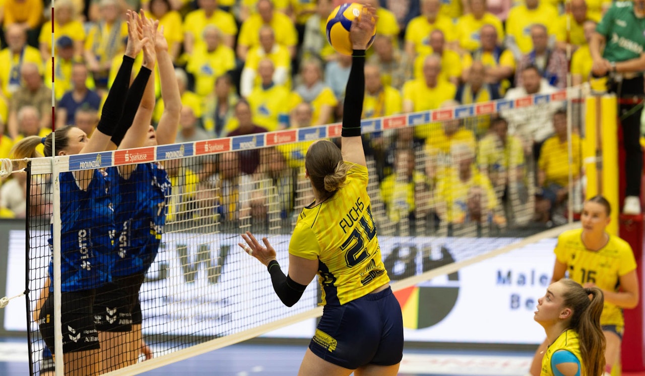 Mannschaft baut auf die HALLE IN GELB