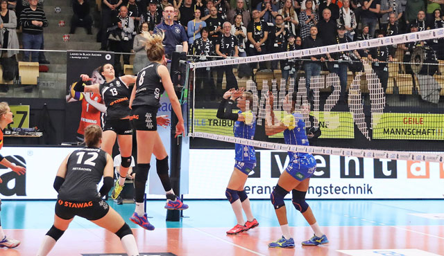 Aachener Volleyball-Party vor vielen Fans in Belgien