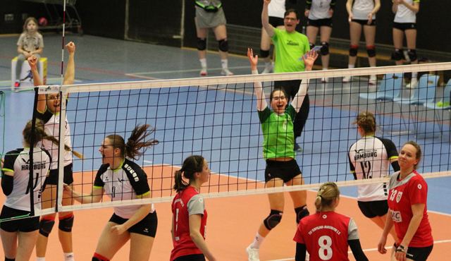 Volleyball-Team Hamburg feiert Tie-Break Sieg gegen Tempelhof-Mariendorf
